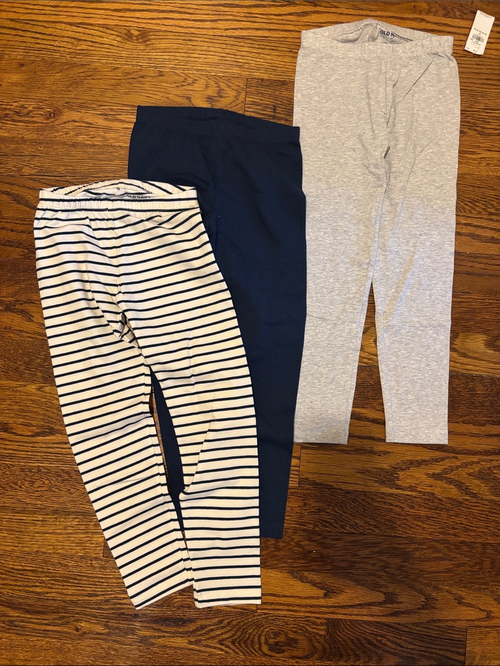 NWT 3 pack Old Navy Kids Leggings Trio - Navy, Gray, White/Navy Stripe